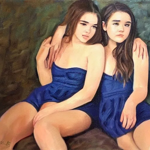 Hailee Steinfeld and Kaitlyn Dever having sex Oil Painting  