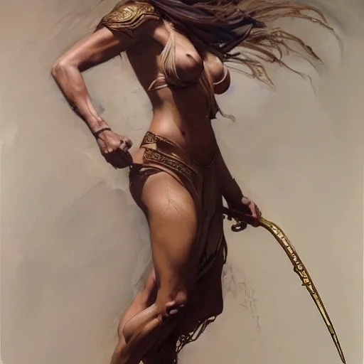 portrait full body GREEK GODDESS with slim curvy body painting by gaston bussiere, greg rutkowski, yoji shinkawa, yoshitaka amano, tsutomu nihei, donato giancola, tim hildebrandt, oil on canvas, trending on artstation 