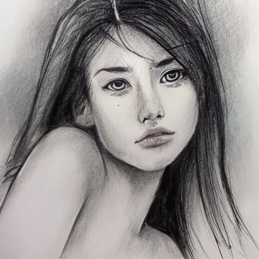 Beautiful girl wearing a mask, Pencil Sketch - Arthub.ai