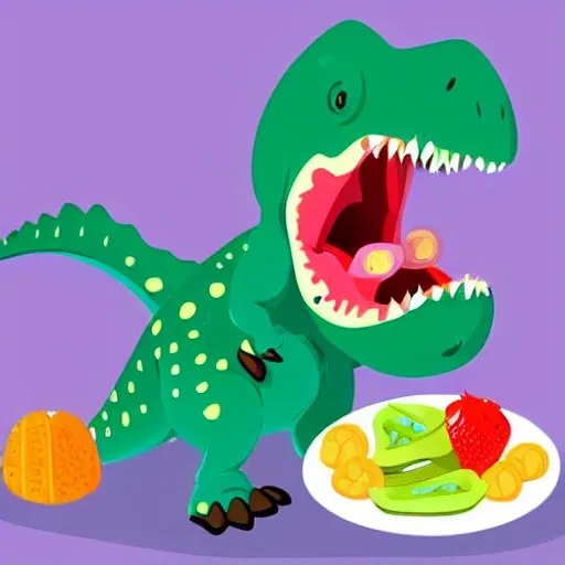 dinosaur eating fruit