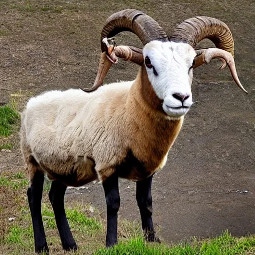 a ram with two horns, standing beside the canal, and the horns were long. One of the horns was longer than the other but grew up later.