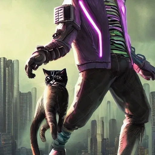 https://media.discordapp.net/attachments/1106115855084965950/1106116487816679444/IMG_1369.jpg, cyberpunk handsome boy ultra realistic with cat, —v 4