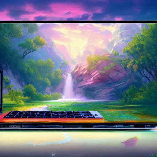 laptops, beautiful scenery, perfect picture quality, bright colors, unreal engine highly rendered, oil on canvas, trending on artstation, featured on pixiv, cinematic composition, extreme detail, metahuman creator, Size: 1920x1080