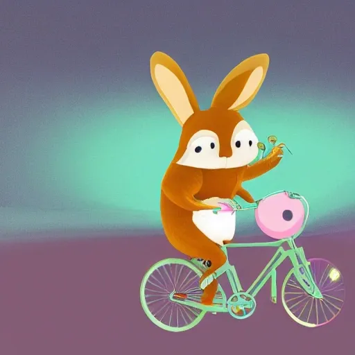 /imagine prompt:  picture of a bunny riding a bike, in the style of 3d, patrick mchale, cute and colorful, uhd image, depictions of animals, macro zoom, soft gradients,in the style of vray tracing, macro photography, 32k uhd, Green Gradient Base Color,contest winner,dark yellow and light pink