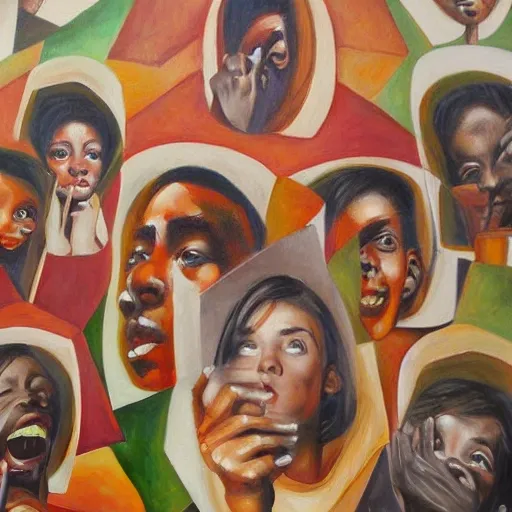 , multiple intelligence, school mural, , Oil Painting, illustration, realistic 