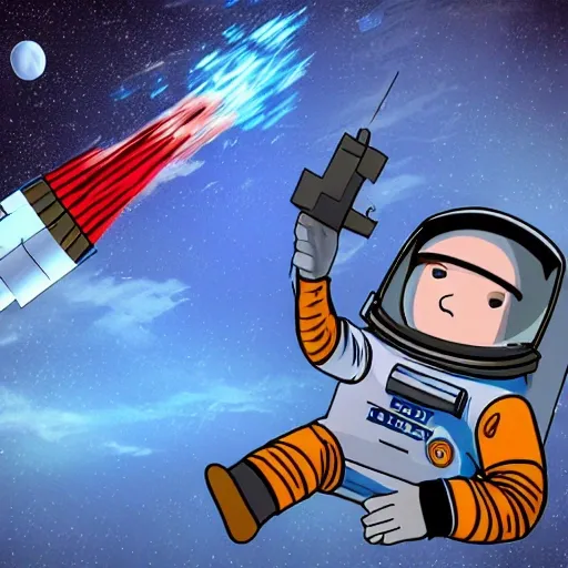 , 3D, Cartoon, astronauts fire blue