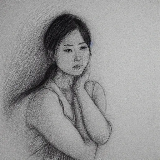 an  adult women, Pencil Sketch,chinese