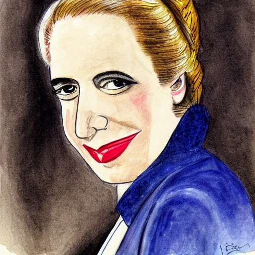 EVA PERON, RETRATO, Water Color, Cartoon