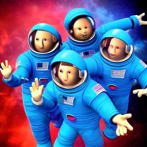 , 3D, Cartoon, astronauts fire blue, 3D