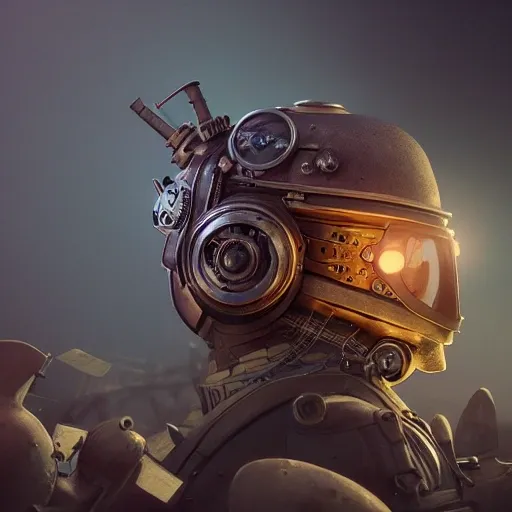 , 3D,steampunk helmet , octane render, ultrasharp, ilya kuvshinov, rossdraws, tom bagshaw, alphonse mucha, global illumination, detailed and intricate environment