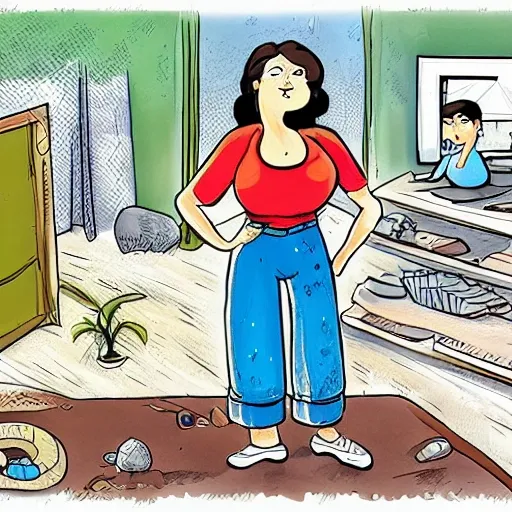 RASGUÑA, PIEDRAS, PAREDES, RESPIRAR, WOMAN, ESPALDA, LUZ, , Cartoon