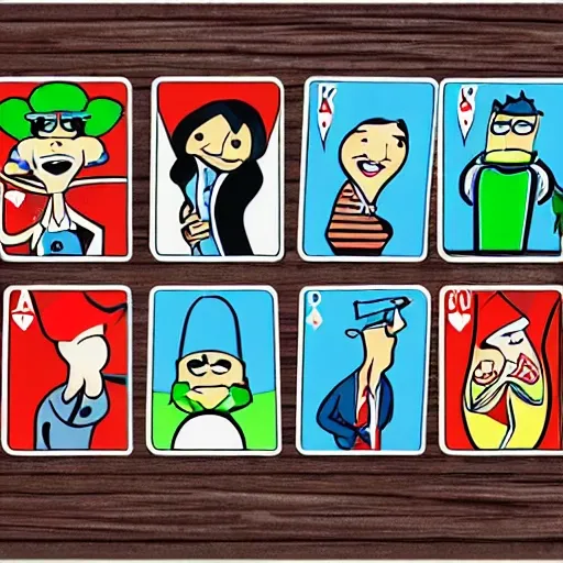 create a poker card print, Cartoon, 