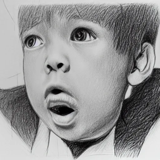 A boy thinks bitcoin can create a tech-friendly society., Pencil Sketch