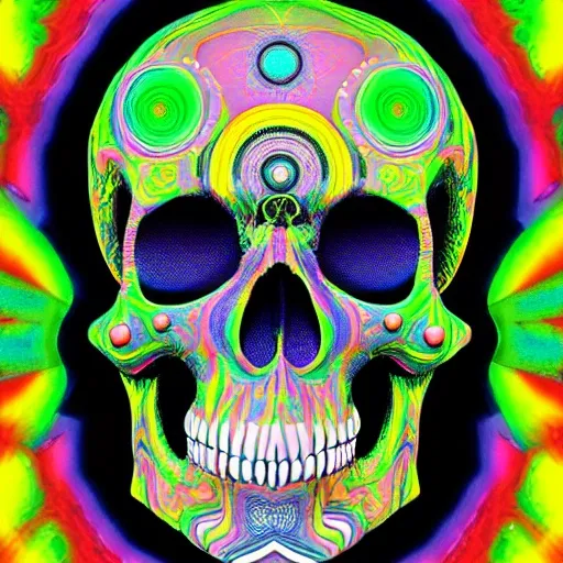 high resolution psychedelic skull with no background