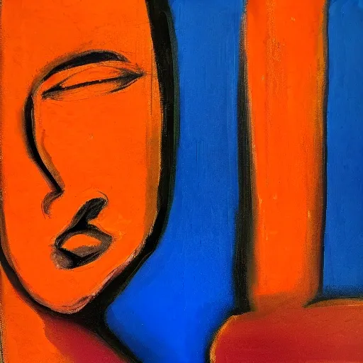 woman, abstract, orange, realist