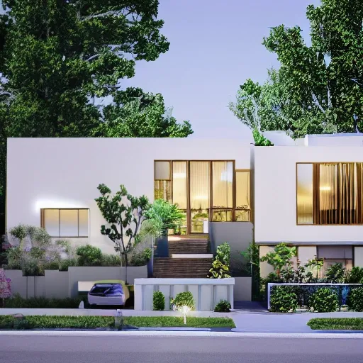 render of a beautiful modern home designed for cozy aesthetics!, energy efficiency and maximizing plants and greenery, cg render, golden light, high resolution, professional, Trippy