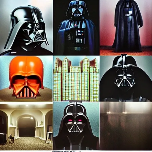 To create a realistic image of Darth Vader in director Wes Anderson's style of photography, start by choosing a setting that fits the character and theme of the film. Then add details that give the image a Wes Anderson feel, like vibrant colors, unusual angles, and interesting little objects. Position the character in a dramatic position and use lighting to highlight the figure. Finally, add touches of personality and creativity to complete the image., Trippy, 3D