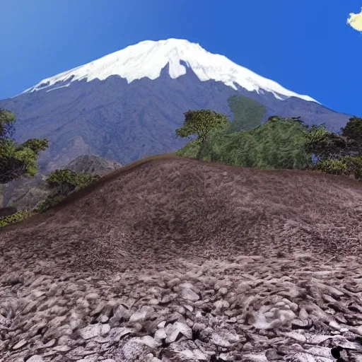 Pico de Orizaba national park with big forest and blue sky, Cartoon, 3D