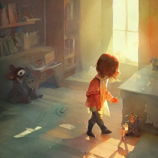 kind-hearted children's book, featuring joyful characters, watercolor, warm colors, by greg rutkowski, iridescent accents, ray tracing, product lighting, sharp, smooth, masterpiece