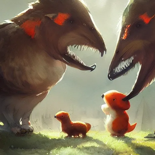 adorable animal characters engaging in acts of kindness, such as sharing and comforting, watercolor, warm colors, by greg rutkowski, iridescent accents, ray tracing, product lighting, sharp, smooth, masterpiece