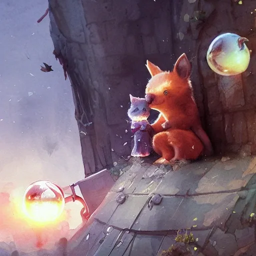 cute animal characters engaging in acts of kindness, such as sharing and comforting, watercolor, warm colors, by greg rutkowski, iridescent accents, ray tracing, product lighting, sharp, smooth, masterpiece