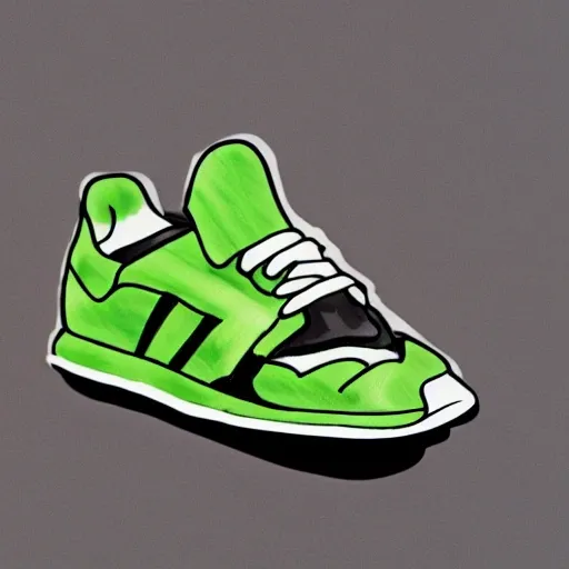 Photograph of an Adidas shoe in the style of Bulbasaur, intricate details, photorealistic, cinematic lighting, 8K, Water Color