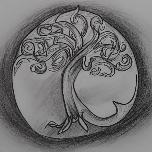 Dragon tree logo, Pencil Sketch