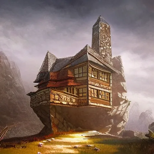 a building in a serene landscape, fantasy art 