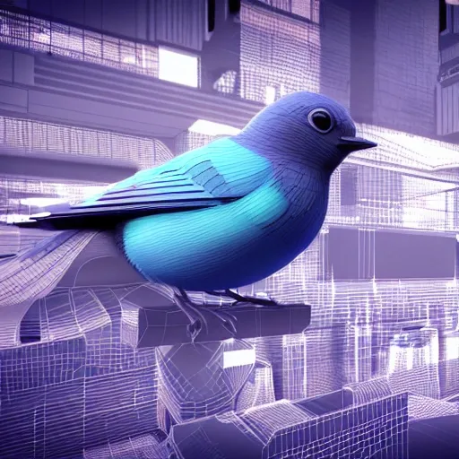 3d render cyberpunk BLUEBIRD