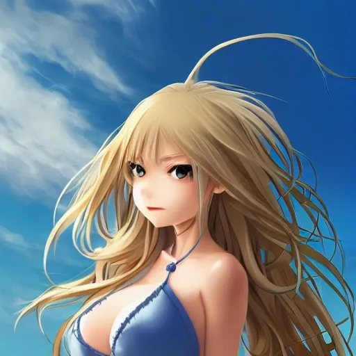 a very beautiful young anime giantess from below, full body, long wavy blond hair, sky blue eyes, full round face, evil grin, bikini, miniskirt, front view, mid - shot, highly detailed, cinematic wallpaper by stanley artgerm lau
Width: 512
Height: 768
Seed: 5605971
Steps: 150
Guidance Scale: 7.5
Prompt Strength: 0.8
Use Face Correction: None
Use Upscaling: RealESRGAN_x4plus
Sampler: euler_a
Negative Prompt: 
Stable Diffusion Model: C:\stable-diffusion-ui\models\stable-diffusion\v1-5-pruned-emaonly.ckpt, Cartoon