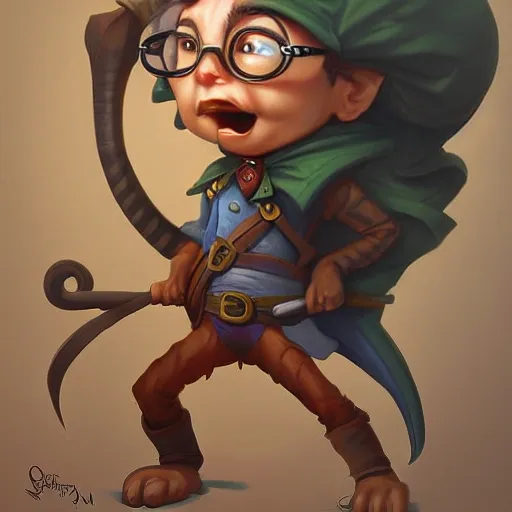 cute little anthropomorphic woody allen cute and adorable, pretty, beautiful, dnd character art portrait, matte fantasy painting, deviantart artstation, by jason felix by steve argyle by tyler jacobson by peter mohrbacher, cinema