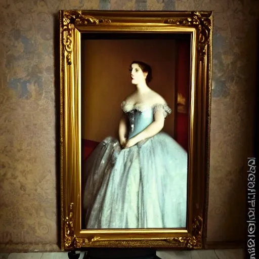 Text-to-imagea beutiful european 14st  aristocracy lady portrait,  palace interior  backrground. Degas style.  Shot on Ektachrome, Nikon D850 with 50mm lenses | f/16 aperture,deep focus | Filter: Polarization filter