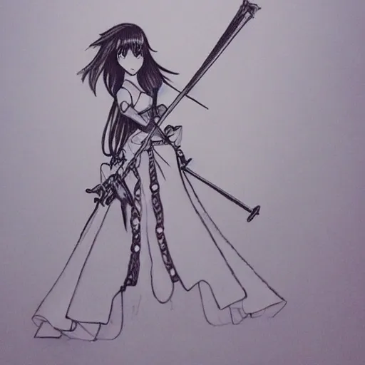 an anime style princesses with swords at their sides shooting fi ...