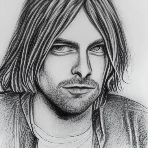 kurt cobain, angel, Pencil Sketch
