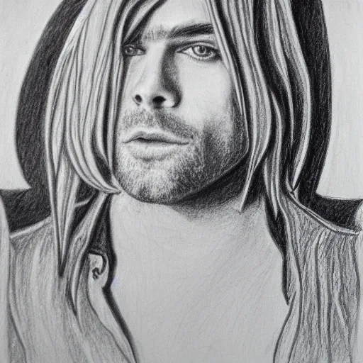 kurt cobain, angel wings, Pencil Sketch