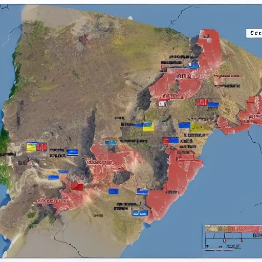 el conflicto armado colombiano representado en un mapa de Colombia 
 3D
