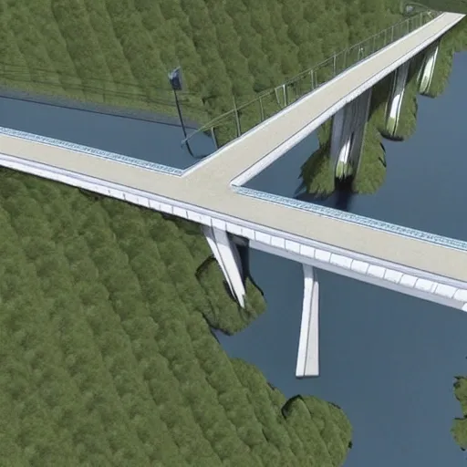 parameter ( 4k, best quality , realistic )architecture, bridge construction,   cross the valley,  elevation of the bridge is below 24 meters, the bridge may not exceed an elevation 32.5 meters, Medium-strength concrete requires a deck thickness of 23 centimetres, High-strength concrete requires a deck thickness of 15 centimetres ,  bridge deck will be 10 meters wide 