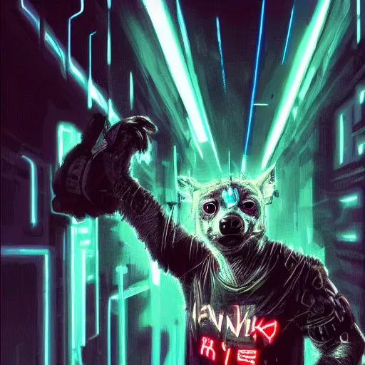Cyberpunk hyena
