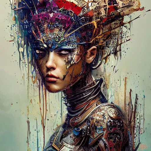 inked, splash art, minimal,  masterpiece, best quality, highly detailed, intricate, art by Carne Griffiths and Wadim Kashin, fantasy concept art, 32k resolution, heavy strokes, paint dripping, bokeh, hyper realism, photorealistic, beautiful detailed intricate, insanely detailed, natural skin, award-winning photograph, , Oil Painting, amazon queen, warrior queen, goddes, medieval, tribal queen, 3D