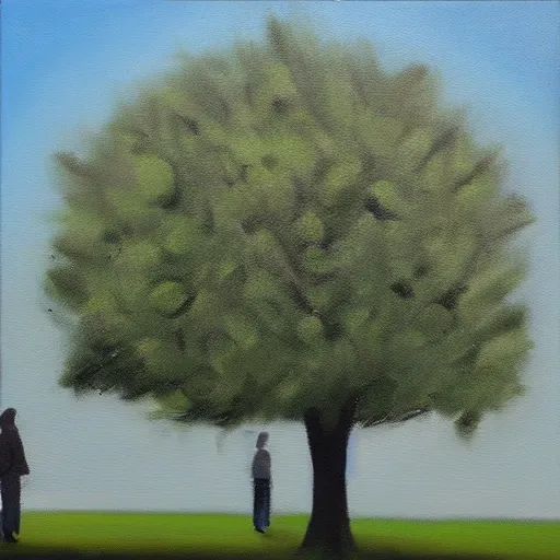 wind，tree，people
, Oil Painting