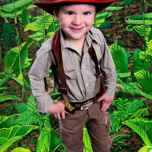 Cartographer kid dressed like Indiana Jones in the middle of the jungle trying to find the tropic line
