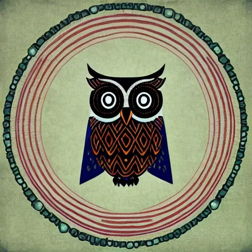 LOGO OF AN OWL COMING OUT OF THE CENTER, DIGITAL ART.