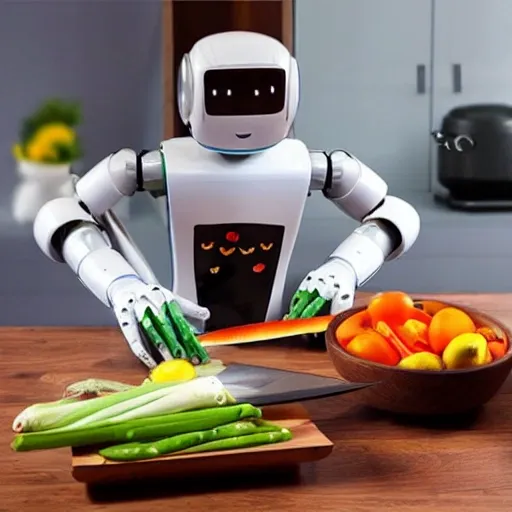 Humanoid robot 
home furnishing
cooking
cutting vegetable with a kitchen knife