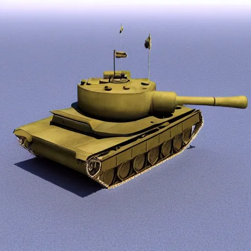 tank standing in hang, 3d , realistic design, 3D