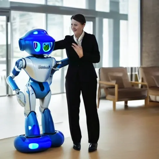 Humanoid robot 
Welcome guests to shake hands.