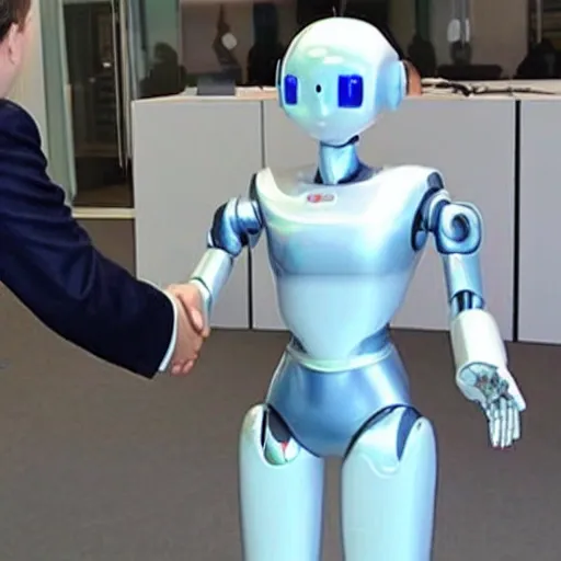 Humanoid robot 
Welcome guests to shake hands.