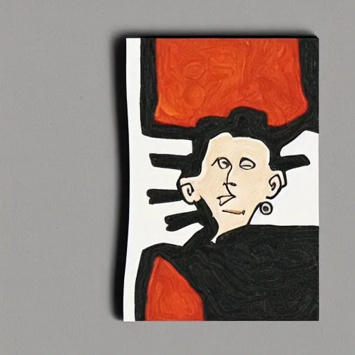 a business card in the style of egon schiele