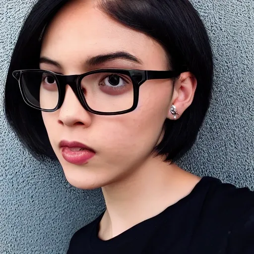 Trans Girl Bob Haircut 4k White Skin Brown Glasses Skinny Arthub Ai