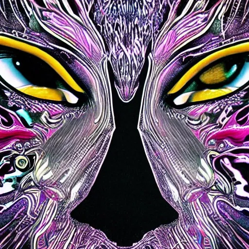 @Sherlyncdmx1, cat woman, close up highly detailed,  Trippy