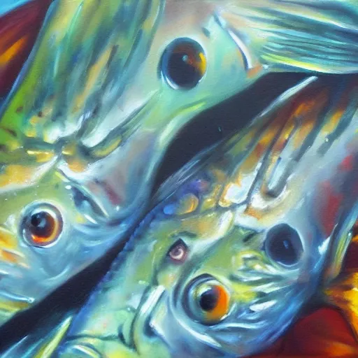 fish shiny, Oil Painting, Water Color